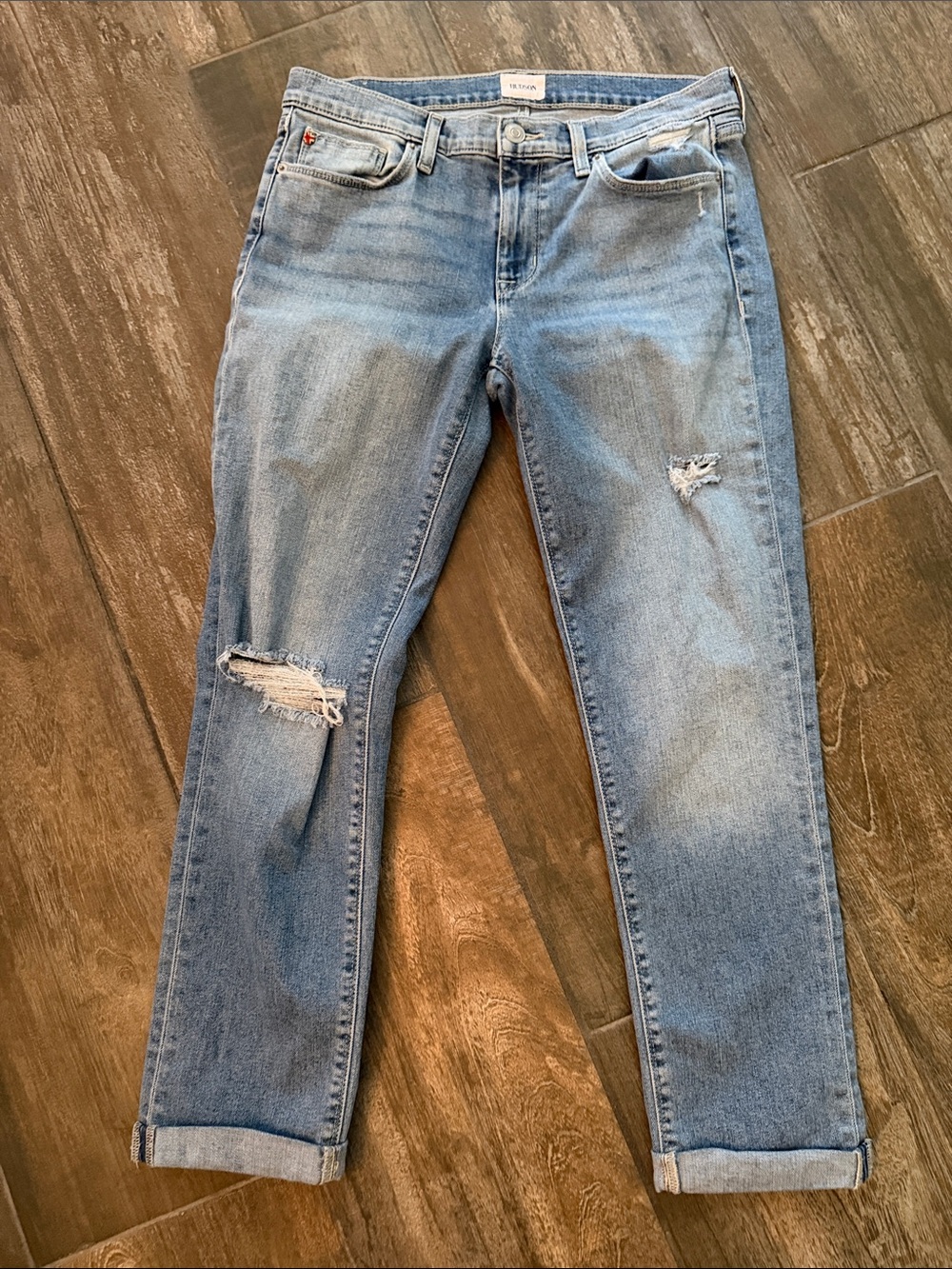 Hudson Light Blue KRISTA straight crop Roll Cuff Jeans